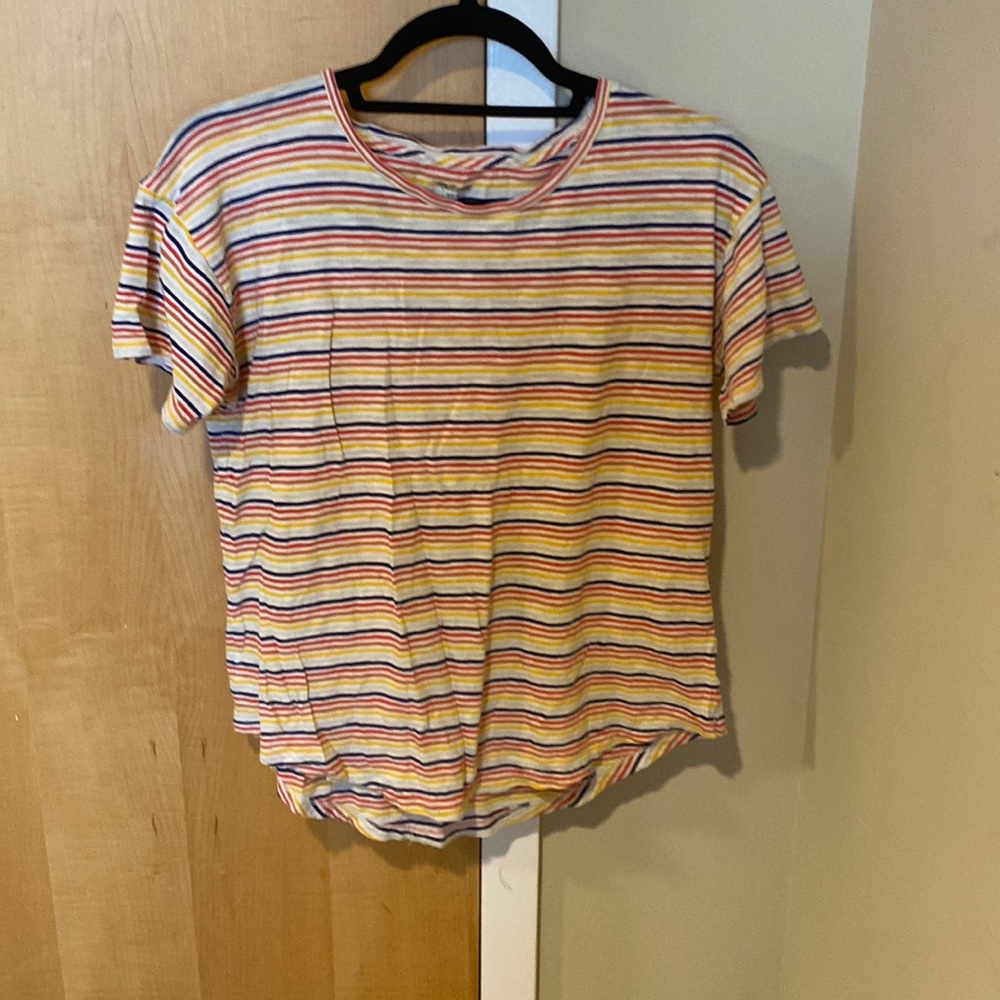 Madewell Striped Tee Size Small Blue Red Yellow